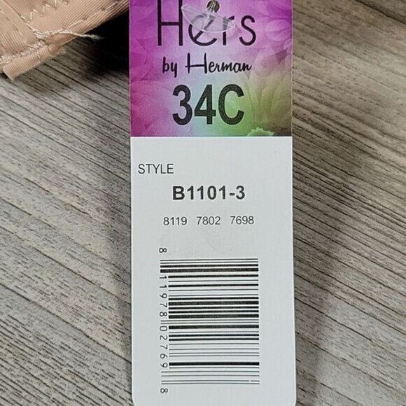 Hers by Herman Tan Racerback Bra Sz 34C - Picture 5 of 6